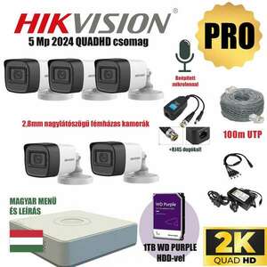 Hikvision 5Mp PRO Szereld Magad Csomag 5 kamerával és RJ45 balunnal! kép