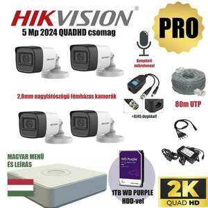 Hikvision 5Mp PRO Szereld Magad Csomag 4 kamerával és RJ45 balunnal! kép