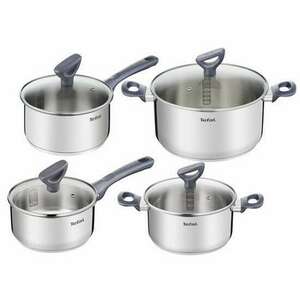 Tefal G712S855 Daily Cook 16, 18, 20, 24 cm, max 250 C, rozsdamentes acél-üveg Inox-Átlátszó edény készlet (8 db) kép