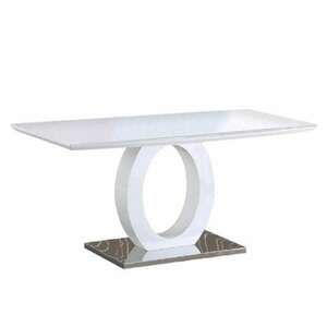 Étkezőasztal, fehér magas fény|acél, 150x80 cm, ZARNI kép