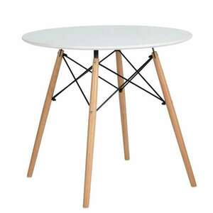 Étkezőasztal, fehér|matt|bükk, átmérő 120 cm, DEMIN kép