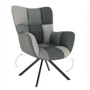 Dizájnos forgó fotel, patchwork|fekete, KOMODO kép