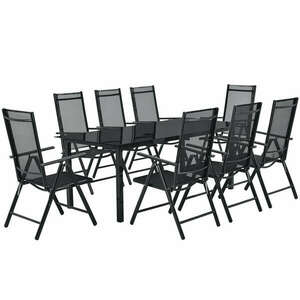 Milano kerti bútor 9 darabos, asztallal és székekkel, sötétszürke kép