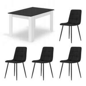 Étkezőasztal/nappali + 4 szék Kara, Mercaton, fa, fekete-fehér, 120x80x75 cm kép