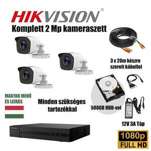 Hiwatch Szereld Magad TurboHD Csomag 3 kamerás 2Mp 2.8mm 20m IR 3x20m készre szerelt kábellel kép