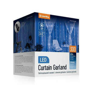 COLORWAY LED szalag, LED garland ColorWay curtain (curtain) 3x3m 300LED 220V blue color kép