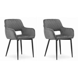 Konyhai/nappali székek, 2 db, Mercaton, Amalfi, bársony, fém, szürke és fekete, 58x56x83 cm kép