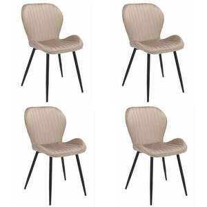Konyhai/nappali székek, 4 db-os készlet, Mercaton, Veira, bársony, fém, bézs, 52x56x85 cm kép