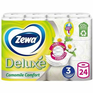 Toalettpapír 3 rétegű kistekercses 24 tekercs/csomag Camomile Comfort Deluxe Zewa kép