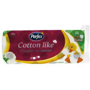 Toalettpapír 3 rétegű kistekercses 100% cellulóz 10 tekercs/csomag Cotton Line Comfort Line Natural Boni Perfex fehér kép