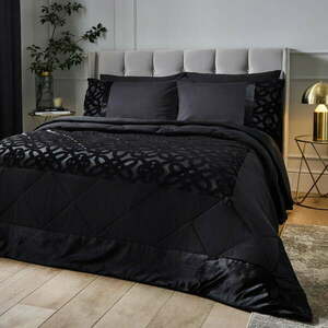 Fekete bársony steppelt ágytakaró 220x230 cm Lattice Cut – Catherine Lansfield kép
