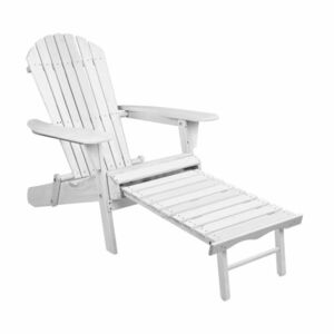 Kerti fa szék kihúzható lábtartóval-fehér kép