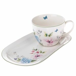 Flower Garden porcelán bögre tálcával, 445 ml kép