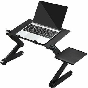 Univerzális laptoptartó, maximum 17" laptopokhoz, multifunkciós, több ponton állítható, dupla hűtőventilátorral, egértartó tálcával, fekete kép