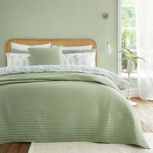 Zöld steppelt ágytakaró franciaágyra 220x230 cm Quilted Lines – Bianca kép