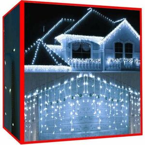Karácsonyi fények - jégcsapok 300 LED hideg fehér 31V kép