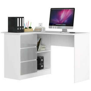 Sarok íróasztal - Akord Furniture - 124 cm - fehér / magasfényű szürke (bal) kép