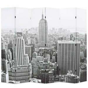 vidaXL fekete-fehér New York mintás paraván 228 x 170 cm kép