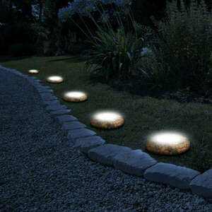 LED-es leszúrható szolár lámpa - köves - melegfehér - 12 x 12 x 2, 5 (+11) cm kép