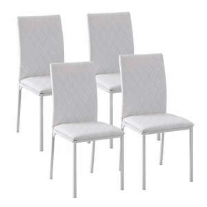 4db nappali szék készlet, Homcom, Természetes bőr/fém, 41x50x91 cm, fehér kép