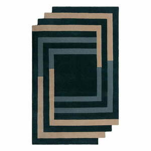 Sötétzöld kézi szövésű gyapjú szőnyeg 150x240 cm Labyrinth Shaped – Flair Rugs kép