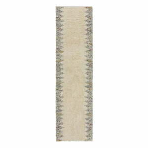 Szürke-krémszínű kézi szövésű gyapjúkeverék futószőnyeg 60x230 cm Minerals Border – Flair Rugs kép