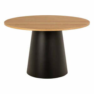 Fekete-natúr színű kerek étkezőasztal tölgyfa dekoros asztallappal ø 120 cm Soli – Actona kép