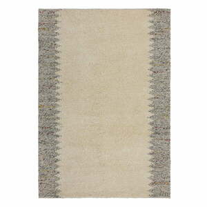 Szürke-krémszínű kézi szövésű gyapjúkeverék szőnyeg 80x150 cm Minerals Border – Flair Rugs kép