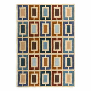 Kék-narancssárga kézi szövésű gyapjú szőnyeg 120x170 cm Retro Blocks – Flair Rugs kép