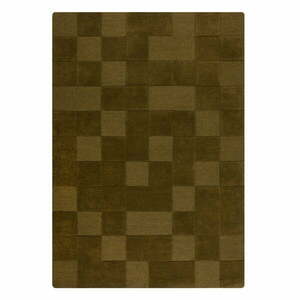 Khaki kézi szövésű gyapjú szőnyeg 160x230 cm Checkerboard – Flair Rugs kép