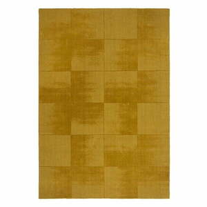 Okkersárga kézi szövésű gyapjú szőnyeg 120x170 cm Demi Check Ombre – Flair Rugs kép