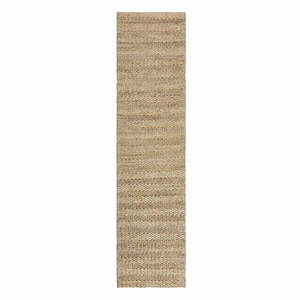 Natúr színű kézi szövésű kenaf futószőnyeg 60x230 cm Drew Stripe – Flair Rugs kép