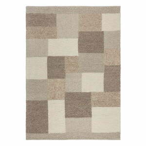 Bézs kézi szövésű gyapjúkeverék szőnyeg 80x150 cm Minerals Patchwork – Flair Rugs kép