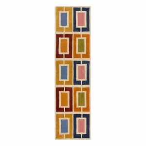 Kézi szövésű gyapjú futószőnyeg 60x230 cm Retro Blocks – Flair Rugs kép