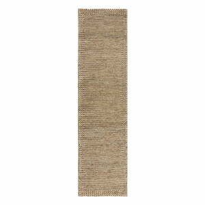 Natúr színű kézi szövésű kenaf futószőnyeg 60x230 cm Drew Border – Flair Rugs kép