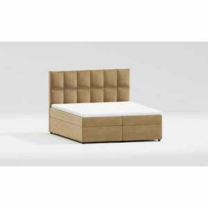 Okkersárga ágyneműtartós boxspring ágy 160x200 cm Flip – Ropez kép