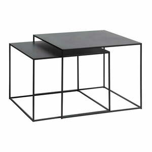 Fekete fém dohányzóasztal szett 2 db-os 65x65 cm Pebble – Unique Furniture kép