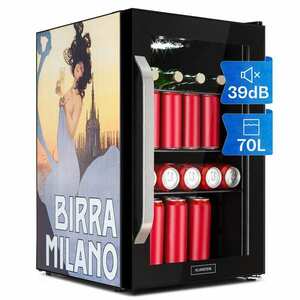 Klarstein Beersafe 70 Birra Milano Edition, hűtőszekrény, 70 liter, 3 polc, panoráma üvegajtó, rozsdamentes acél kép