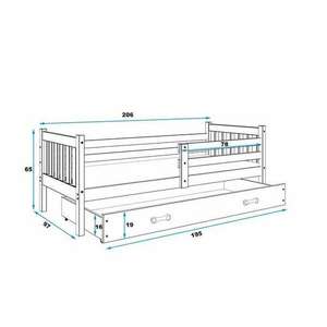 Egyszemélyes ifjúsági ágy carino 90x200 fiókkal, grafit/fehér kép