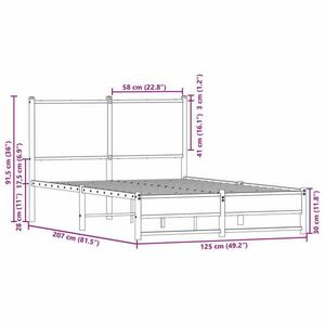 vidaXL sonoma tölgy színű ágykeret 120 x 200 cm kép