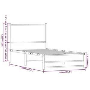 vidaXL sonoma tölgy színű fém ágykeret matrac nélkül 90 x 190 cm kép