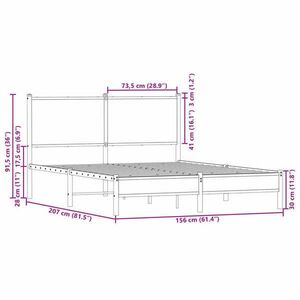 vidaXL sonoma tölgy színű fém ágykeret matrac nélkül 150 x 200 cm kép