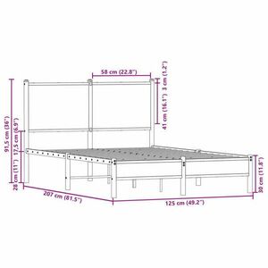 vidaXL sonoma tölgy színű fém ágykeret matrac nélkül 120 x 200 cm kép