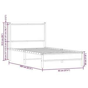 vidaXL sonoma tölgy színű fém ágykeret matrac nélkül 90 x 200 cm kép