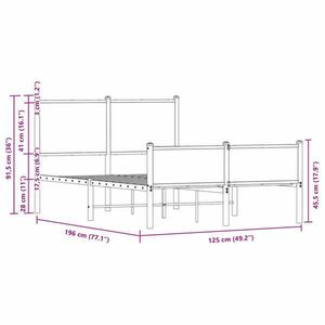 vidaXL füstös tölgy színű fém ágykeret matrac nélkül 120 x 190 cm kép