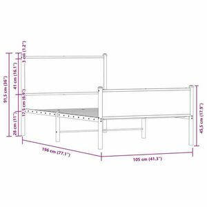 vidaXL füstös tölgy színű fém ágykeret matrac nélkül 100 x 190 cm kép