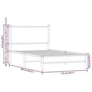 vidaXL füstös tölgy színű fém ágykeret matrac nélkül 107 x 203 cm kép