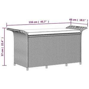 vidaXL barna polyrattan kerti pad párnával 116 x 46 x 57 cm kép