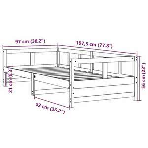 vidaXL fehér tömör fenyőfa kanapéágy 90 x 190 cm kép