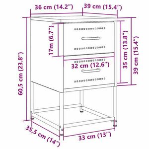 vidaXL 2 db mustársárga acél éjjeliszekrény 36x39x60, 5 cm kép